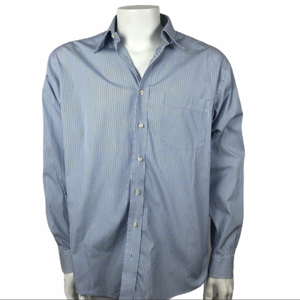 JoS A BANK Blue/White Striped Dress Shirt Sz 161/2